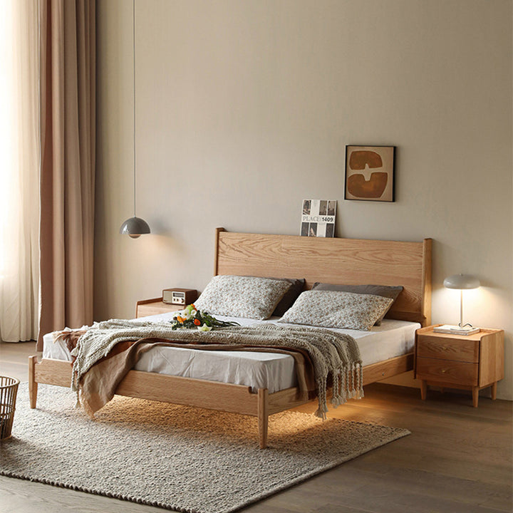 Traditional Japanese Black Walnut Wood Square Cylinder Nightstand With 2 Drawers For Bedroom