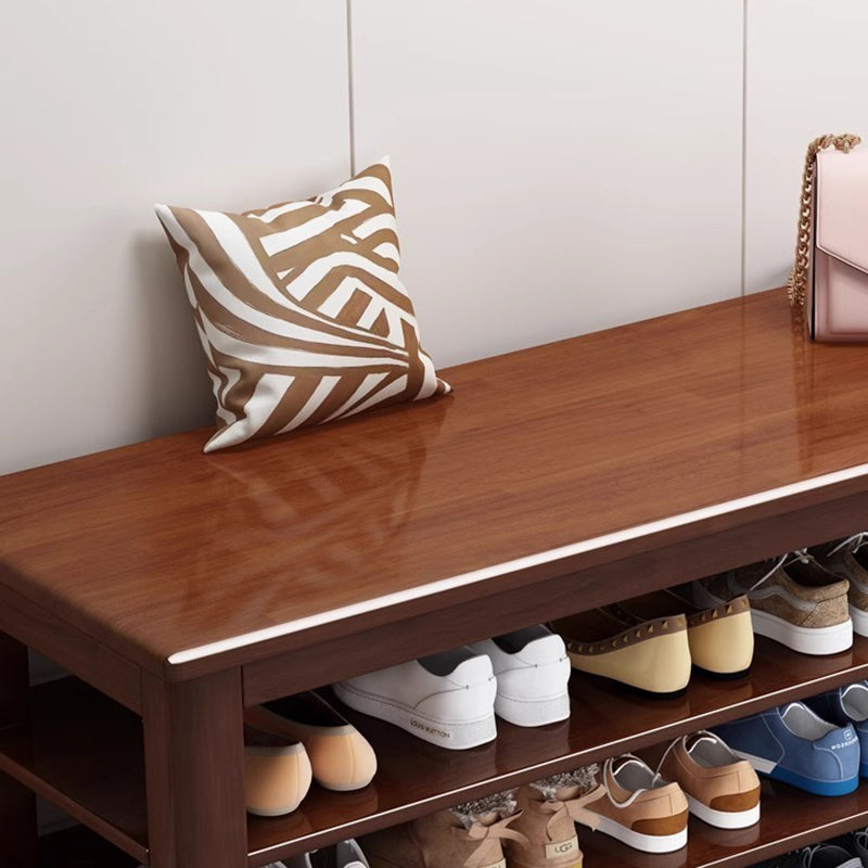 Banco de Zapatos Rectangular de Madera Maciza Tradicional China con 3 Niveles para Sala de Estar 