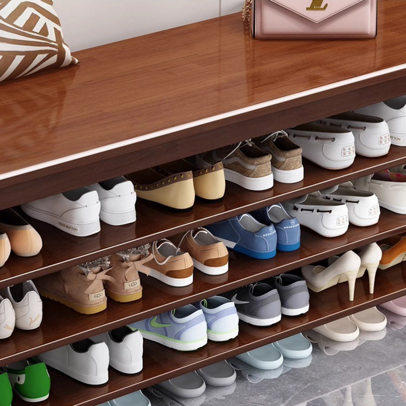 Banco de Zapatos Rectangular de Madera Maciza Tradicional China con 3 Niveles para Sala de Estar 