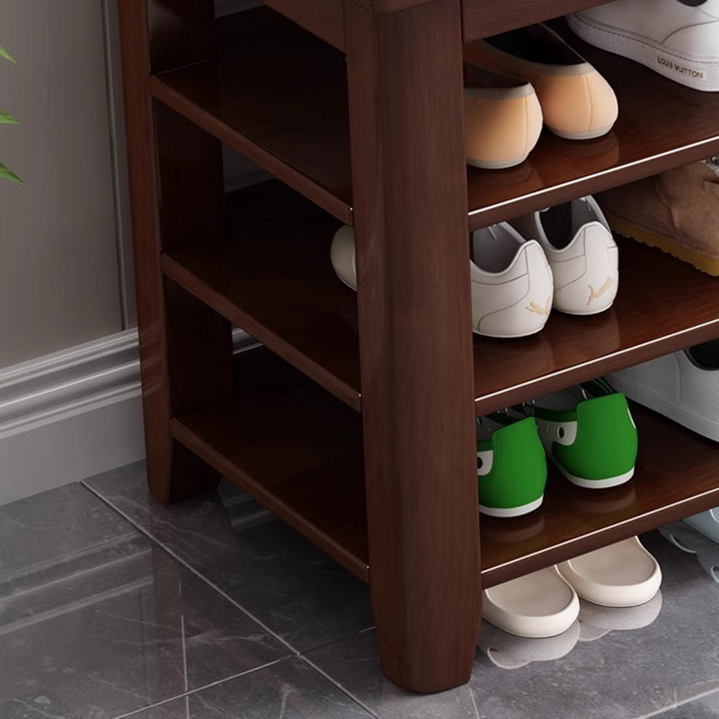 Banco de Zapatos Rectangular de Madera Maciza Tradicional China con 3 Niveles para Sala de Estar 