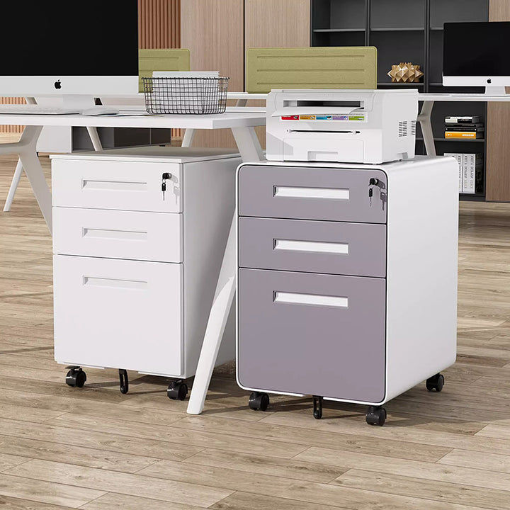 Moderno gabinete de almacenamiento rectangular curvado de acero minimalista con 2/3 cajones para oficina en casa 