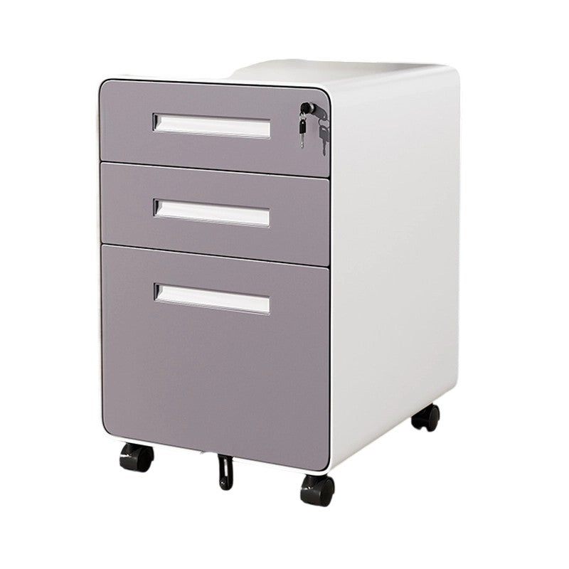 Modern Minimalist Steel Curved Rectangular Storage Cabinet With 2/3 Drawers For Home Office