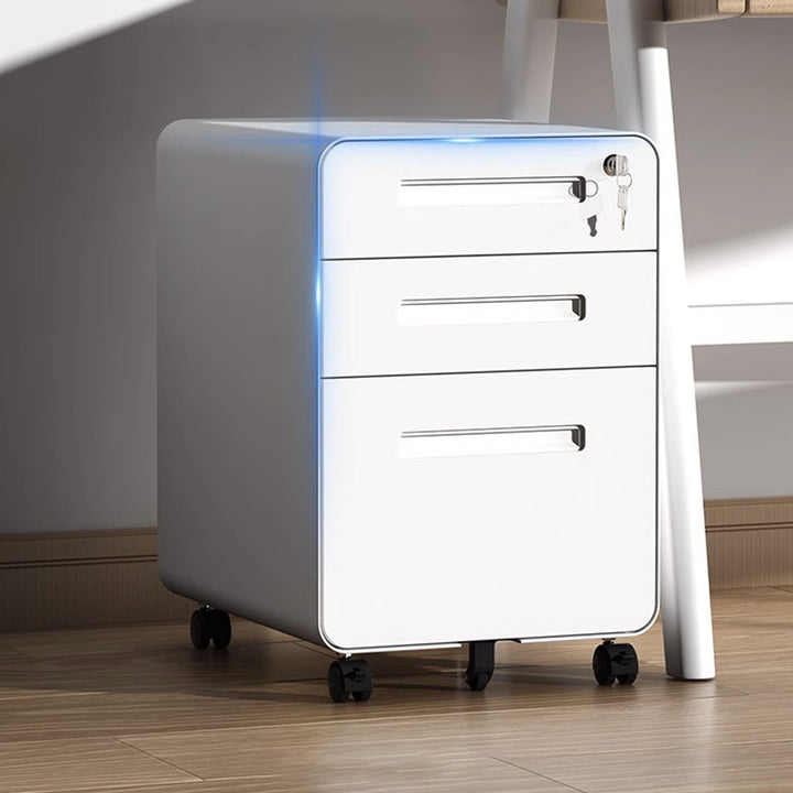 Moderno gabinete de almacenamiento rectangular curvado de acero minimalista con 2/3 cajones para oficina en casa 