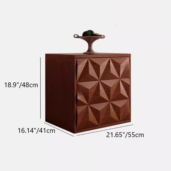 Traditional Chinese Solid Wood Diamond-Shaped Storage Cabinet With 2 Drawers For Living Room