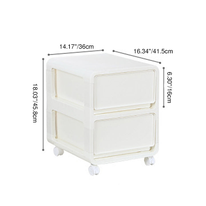 Moderner minimalistischer PP Mobile quadratischer Nachttisch mit 2/3/4 Schubladen für das Schlafzimmer 