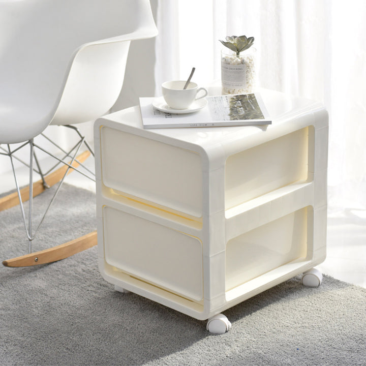 Moderner minimalistischer PP Mobile quadratischer Nachttisch mit 2/3/4 Schubladen für das Schlafzimmer 