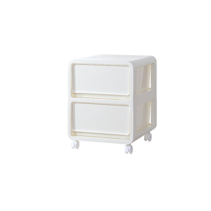 Moderner minimalistischer PP Mobile quadratischer Nachttisch mit 2/3/4 Schubladen für das Schlafzimmer 