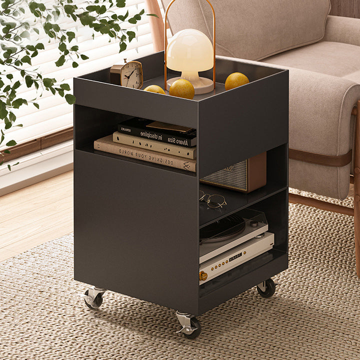 Moderner minimalistischer quadratischer Eisen-Mobiltisch mit 4 Ebenen für das Wohnzimmer 