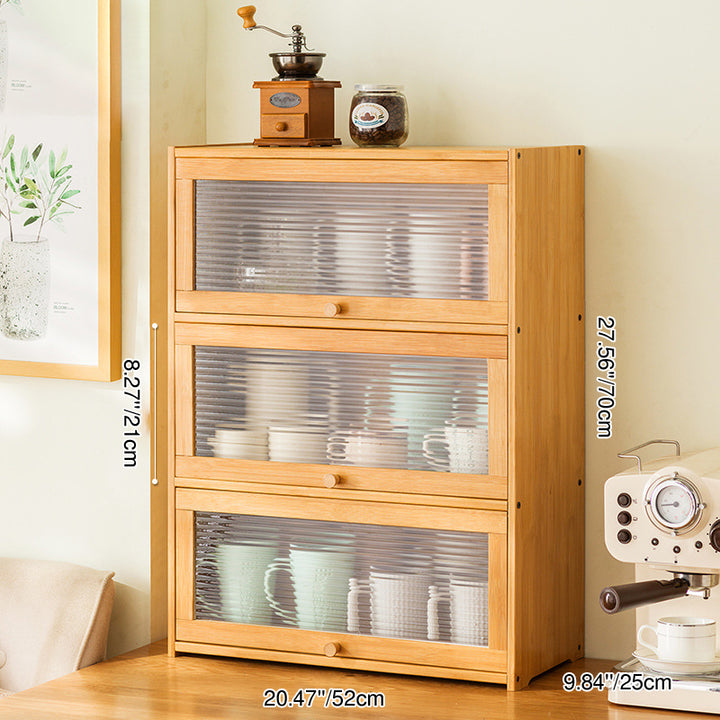 Armoire de rangement rectangulaire en acrylique et bambou traditionnel chinois à 1/2/3 niveaux pour salon 