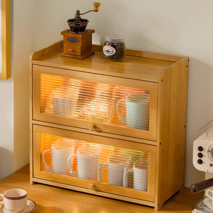 Armoire de rangement rectangulaire en acrylique et bambou traditionnel chinois à 1/2/3 niveaux pour salon 