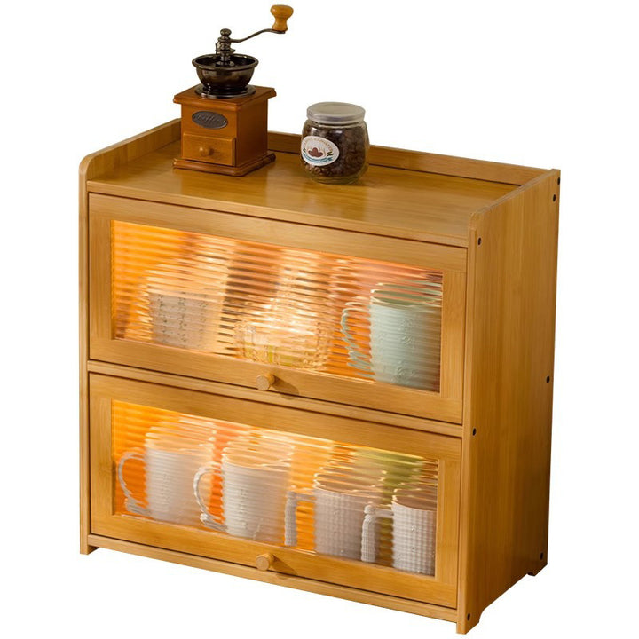 Armoire de rangement rectangulaire en acrylique et bambou traditionnel chinois à 1/2/3 niveaux pour salon 
