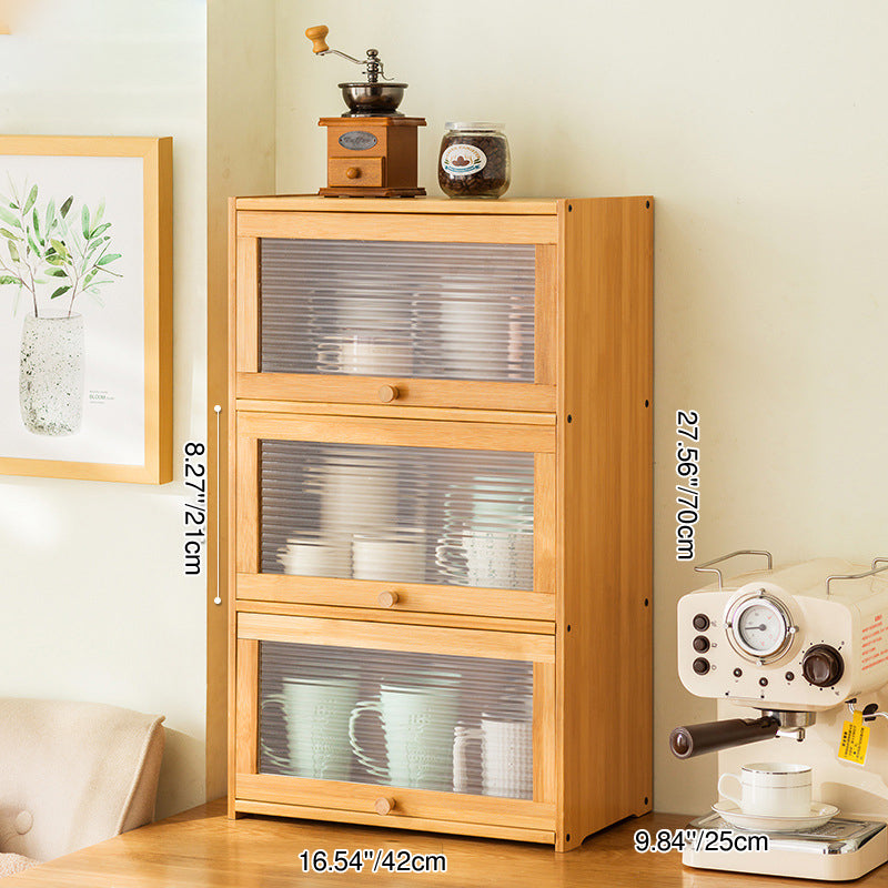 Armoire de rangement rectangulaire en acrylique et bambou traditionnel chinois à 1/2/3 niveaux pour salon 