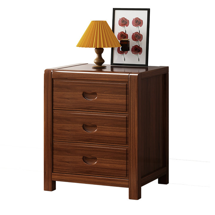 Mesa de noche cuadrada de madera maciza china tradicional con 3 cajones para dormitorio 