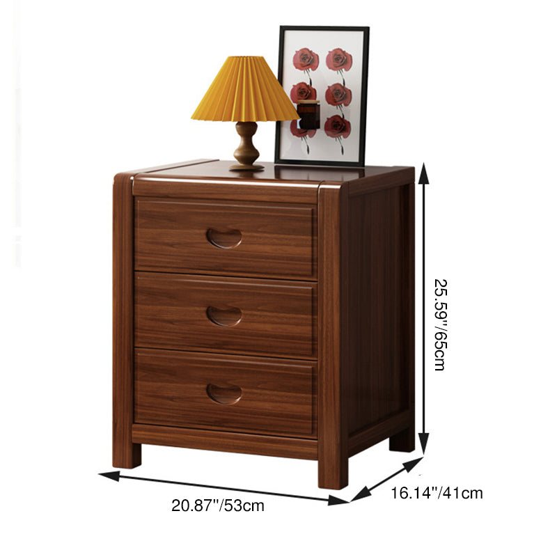 Mesa de noche cuadrada de madera maciza china tradicional con 3 cajones para dormitorio 