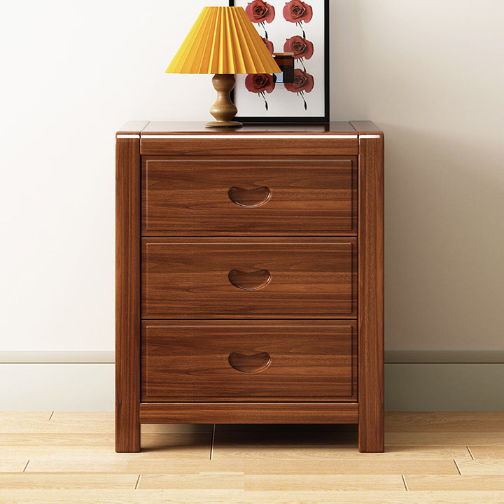Mesa de noche cuadrada de madera maciza china tradicional con 3 cajones para dormitorio 