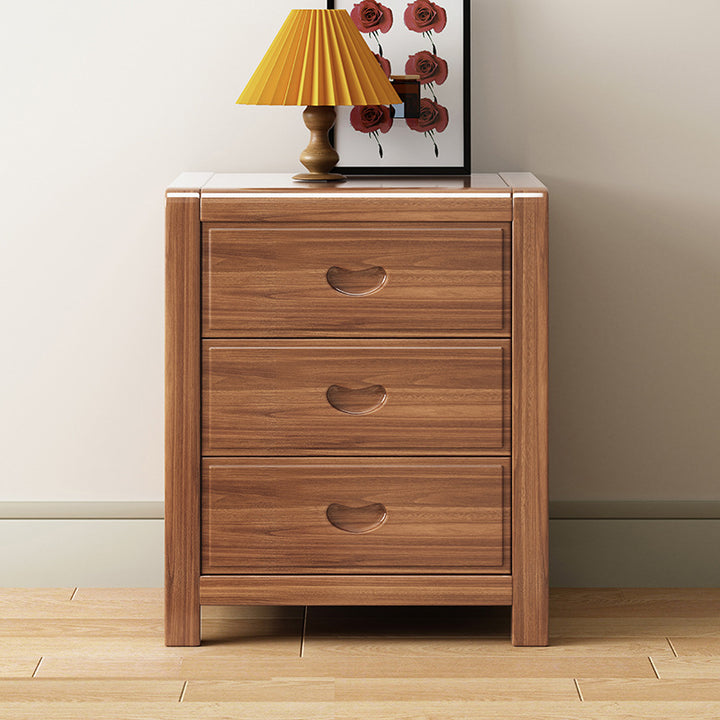 Mesa de noche cuadrada de madera maciza china tradicional con 3 cajones para dormitorio 