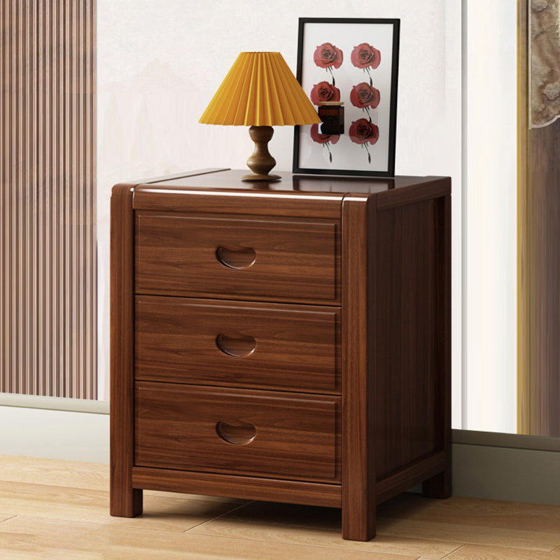 Mesa de noche cuadrada de madera maciza china tradicional con 3 cajones para dormitorio 