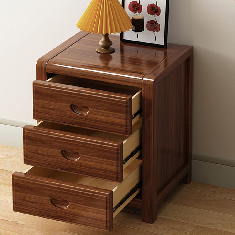 Mesa de noche cuadrada de madera maciza china tradicional con 3 cajones para dormitorio 