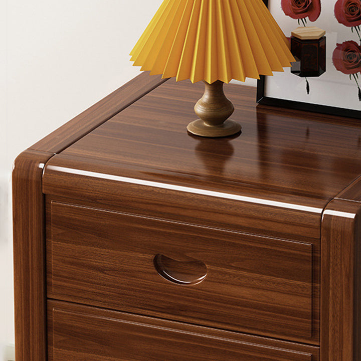 Mesa de noche cuadrada de madera maciza china tradicional con 3 cajones para dormitorio 
