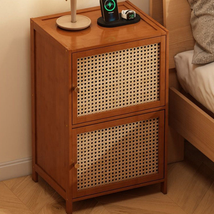 Modern Minimalist Bamboo MDF Acrylic Faux Rattan Rectangular Storage Cabinet 1/2/3-Cabinets For Bedroom