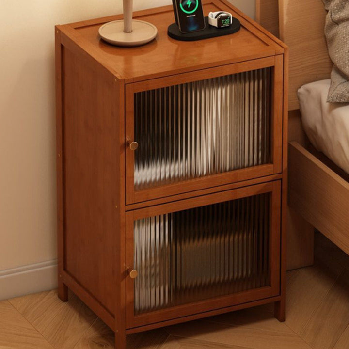Modern Minimalist Bamboo MDF Acrylic Faux Rattan Rectangular Storage Cabinet 1/2/3-Cabinets For Bedroom