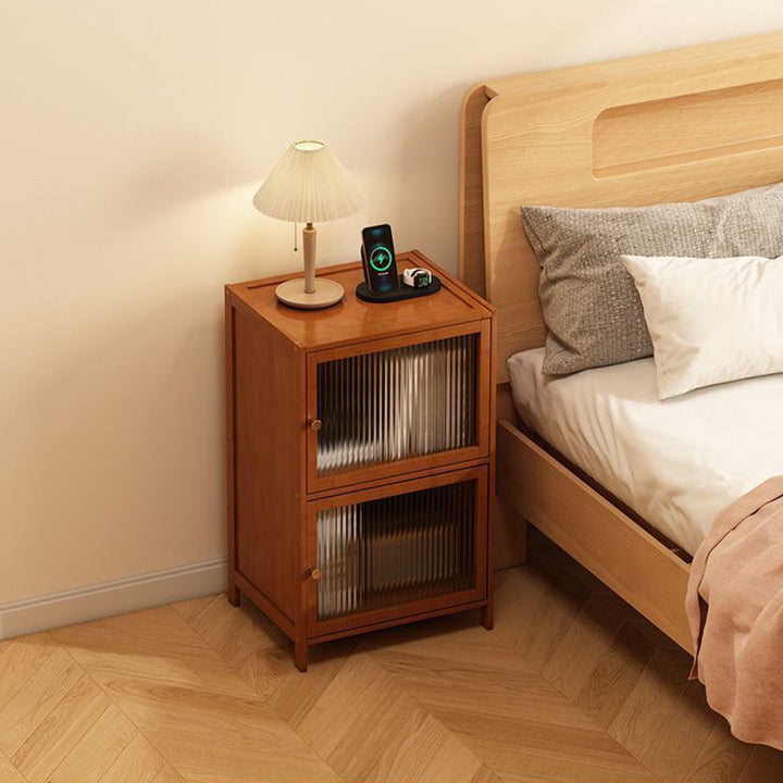 Modern Minimalist Bamboo MDF Acrylic Faux Rattan Rectangular Storage Cabinet 1/2/3-Cabinets For Bedroom
