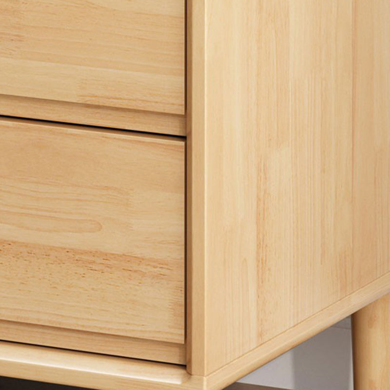 Traditional Chinese Solid Wood Sintered Stone Metal Square-Cylinder Nightstand With 2 Drawers For Bedroom