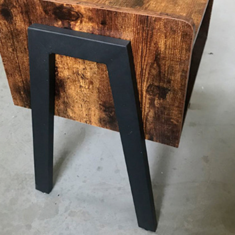 Traditional Vintage Medium Density Fiberboard Metal Square Nightstand With 2-Tier For Bedroom