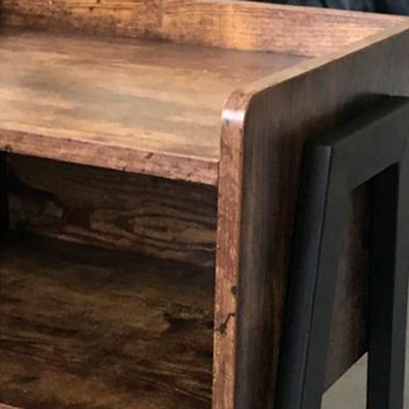 Traditional Vintage Medium Density Fiberboard Metal Square Nightstand With 2-Tier For Bedroom