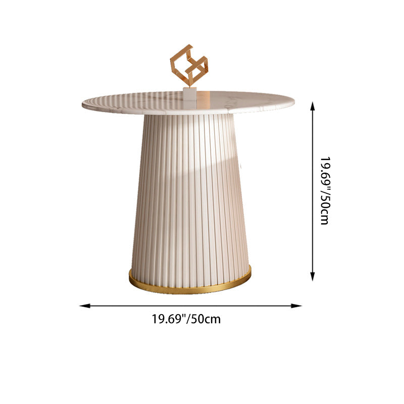 Contemporary Scandinavian Sintered Stone Metal Plywood Round Cylindrical Coffee Table 1-Tier For Living Room