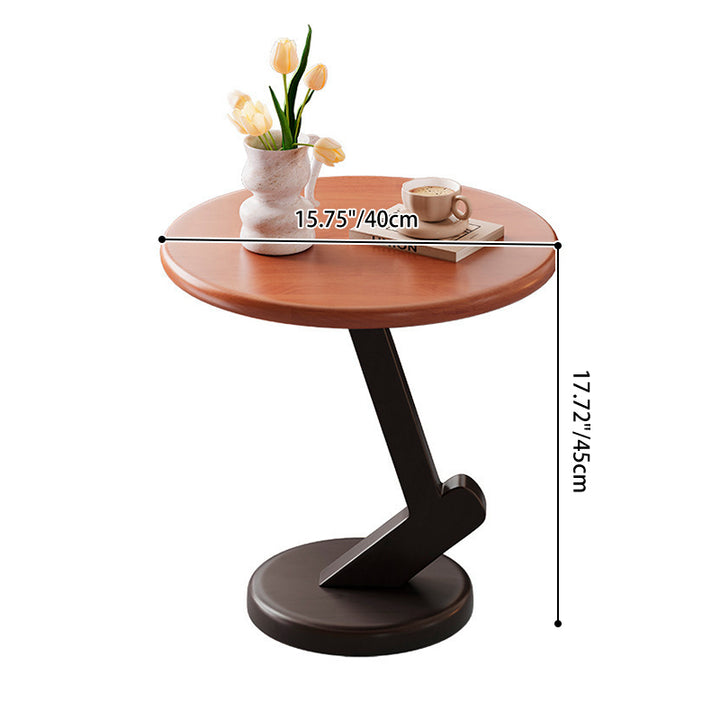 Contemporary Scandinavian Solid Wood Round End Table 1-Tier For Living Room