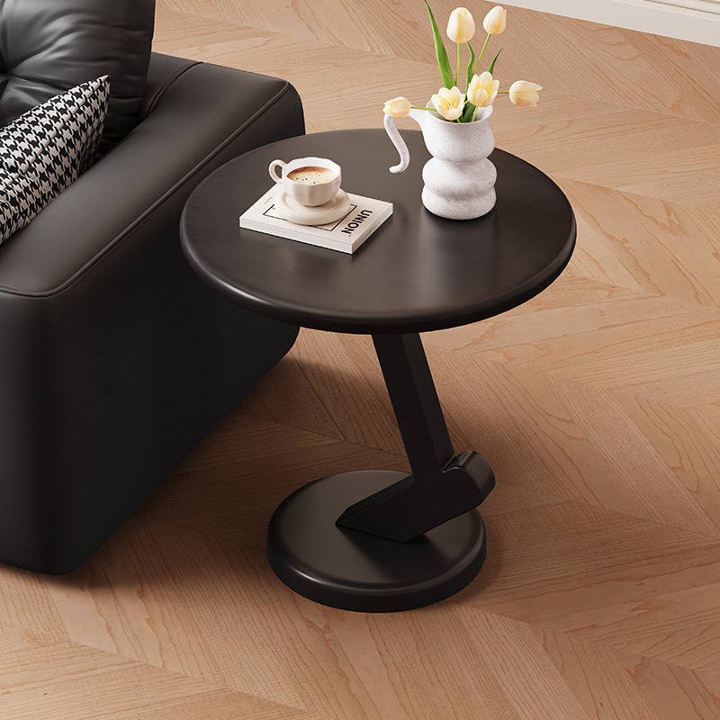 Contemporary Scandinavian Solid Wood Round End Table 1-Tier For Living Room