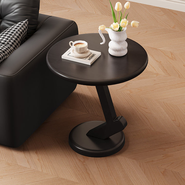Contemporary Scandinavian Solid Wood Round End Table 1-Tier For Living Room