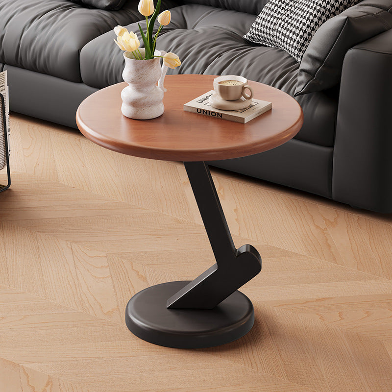 Contemporary Scandinavian Solid Wood Round End Table 1-Tier For Living Room