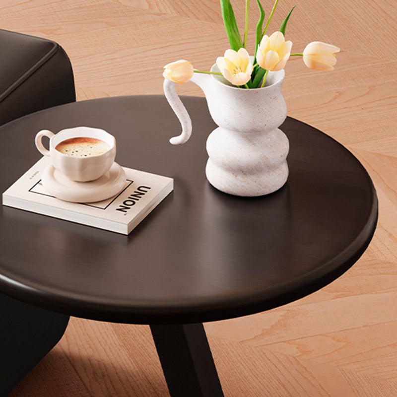 Contemporary Scandinavian Solid Wood Round End Table 1-Tier For Living Room