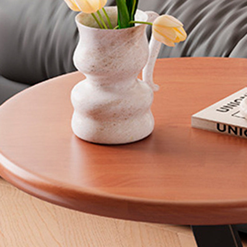 Contemporary Scandinavian Solid Wood Round End Table 1-Tier For Living Room