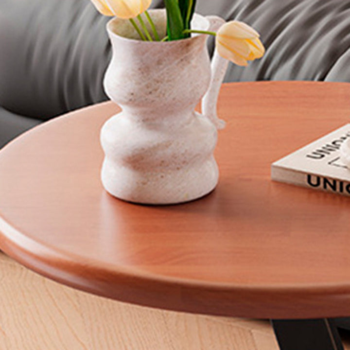 Contemporary Scandinavian Solid Wood Round End Table 1-Tier For Living Room