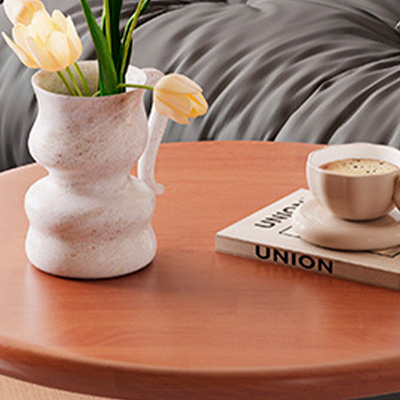 Contemporary Scandinavian Solid Wood Round End Table 1-Tier For Living Room