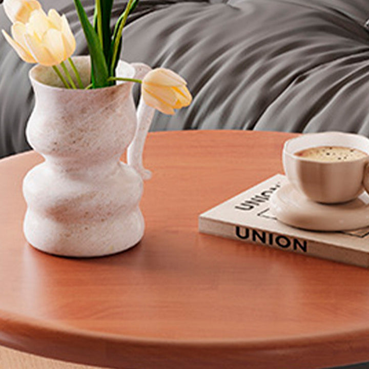 Contemporary Scandinavian Solid Wood Round End Table 1-Tier For Living Room