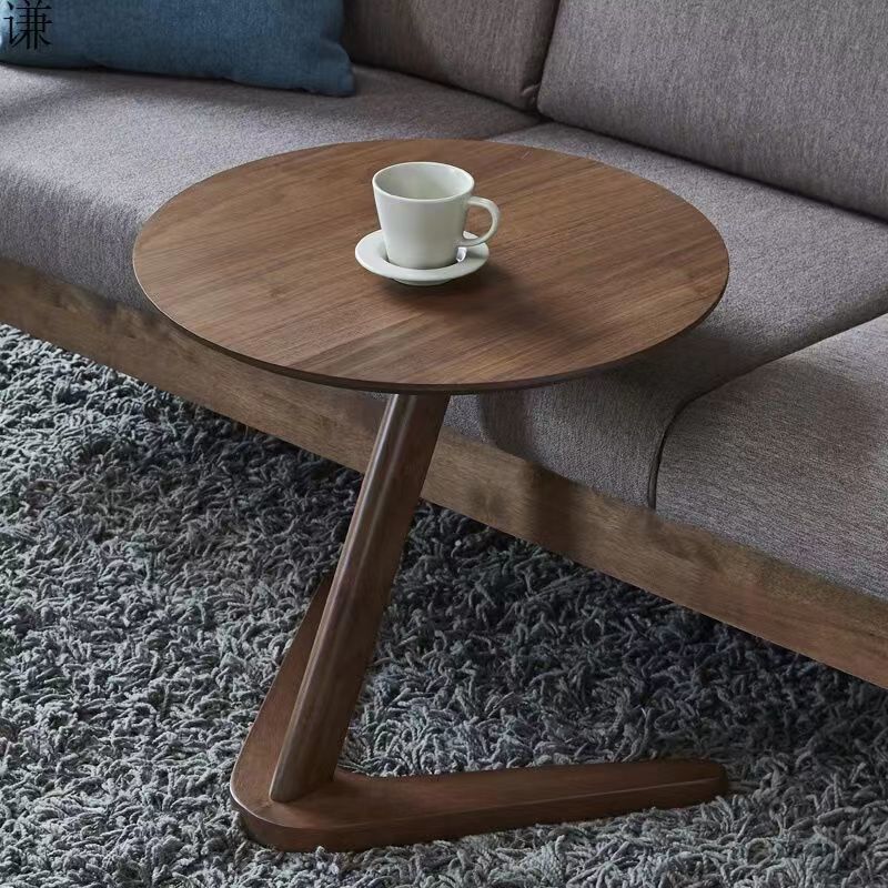 Traditional Chinese Solid Wood Round Triangle-Base End Table 1-Tier For Living Room