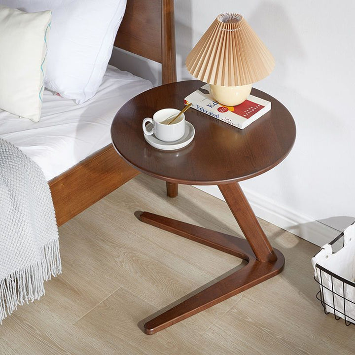 Traditional Chinese Solid Wood Round Triangle-Base End Table 1-Tier For Living Room