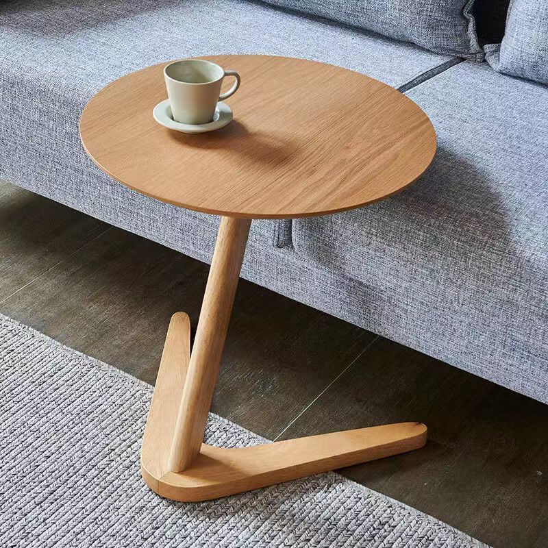 Traditional Chinese Solid Wood Round Triangle-Base End Table 1-Tier For Living Room