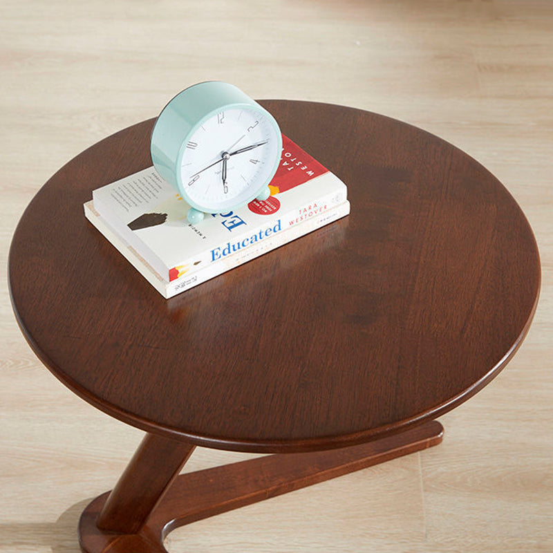 Traditional Chinese Solid Wood Round Triangle-Base End Table 1-Tier For Living Room