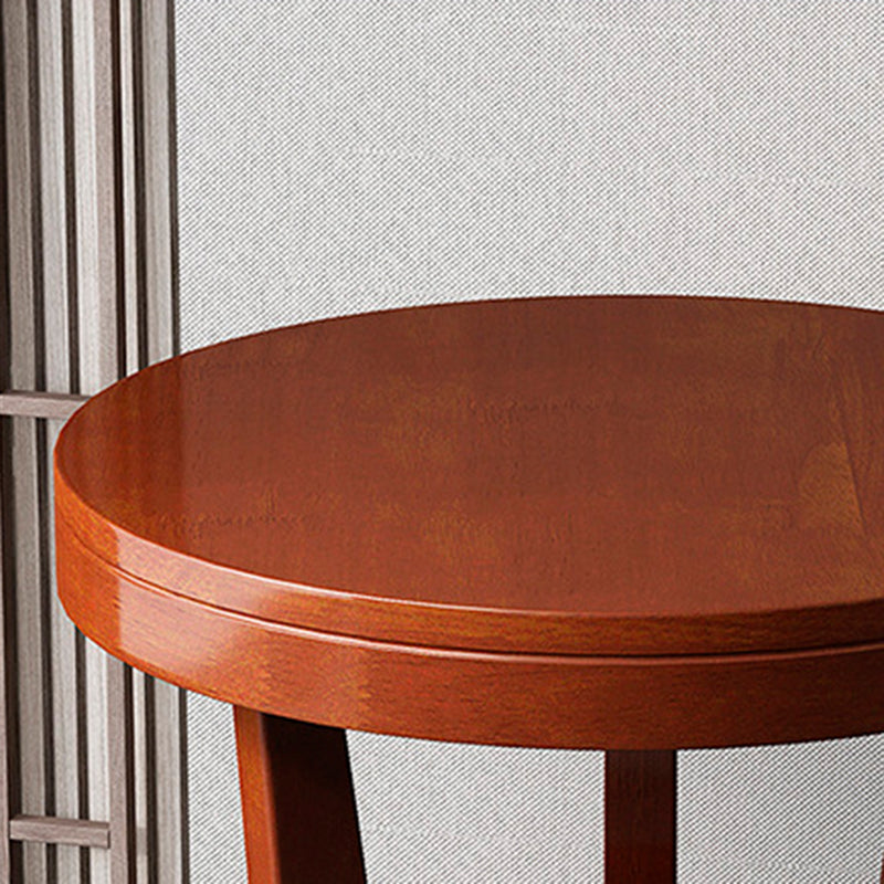 Traditional Vintage Rubberwood Round Curved Side Table 2-Tier For Living Room