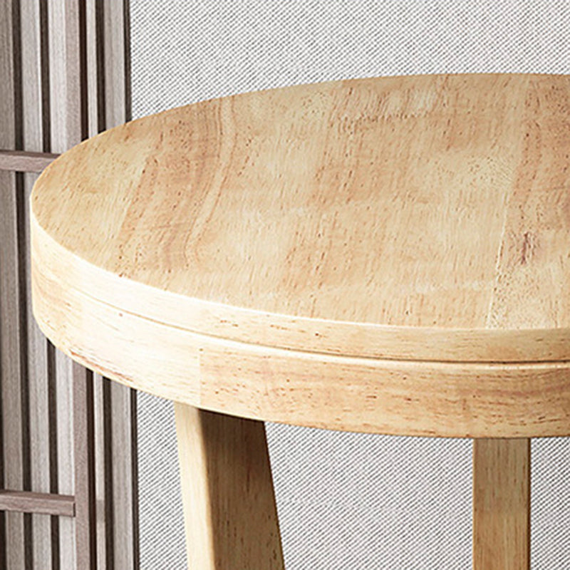 Traditional Vintage Rubberwood Round Curved Side Table 2-Tier For Living Room
