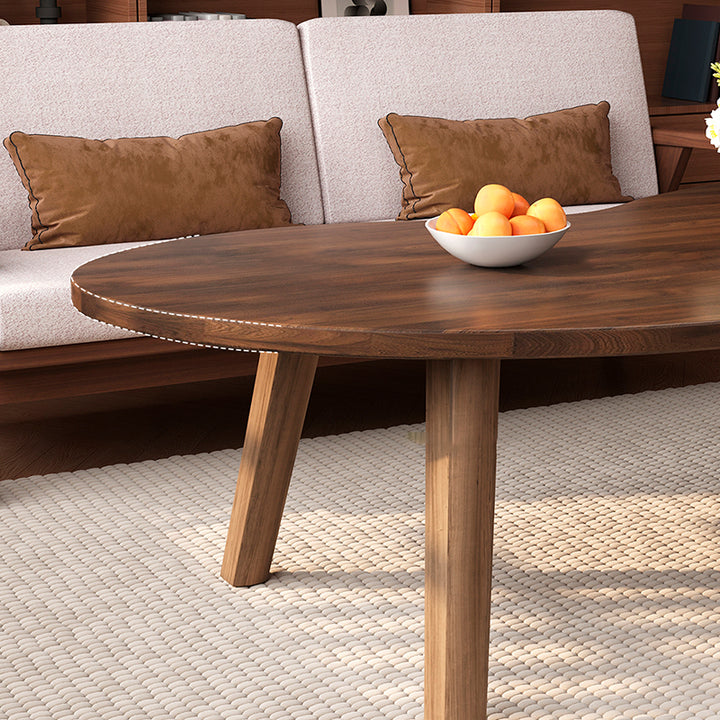 Traditional Japanese Engineered Wood Metal Curved Cashew-Shaped Coffee Table 1-Tier For Living Room