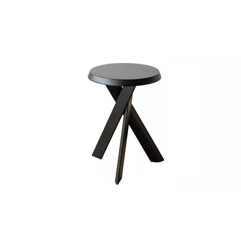 Traditional Vintage Rubberwood Round Cross Side Table 1 Tier For Living Room