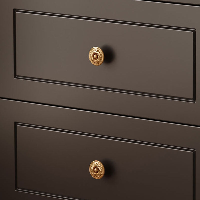 Table de chevet carrée traditionnelle vintage en bois massif d’hévéa et panneau multicouche avec 2 tiroirs pour chambre à coucher 