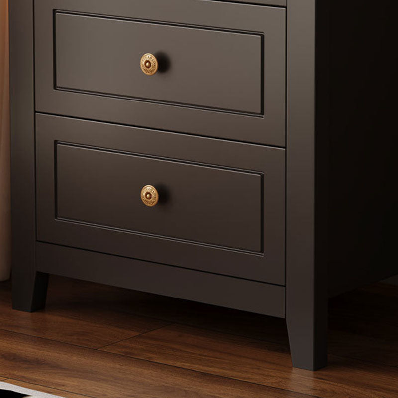 Table de chevet carrée traditionnelle vintage en bois massif d’hévéa et panneau multicouche avec 2 tiroirs pour chambre à coucher 