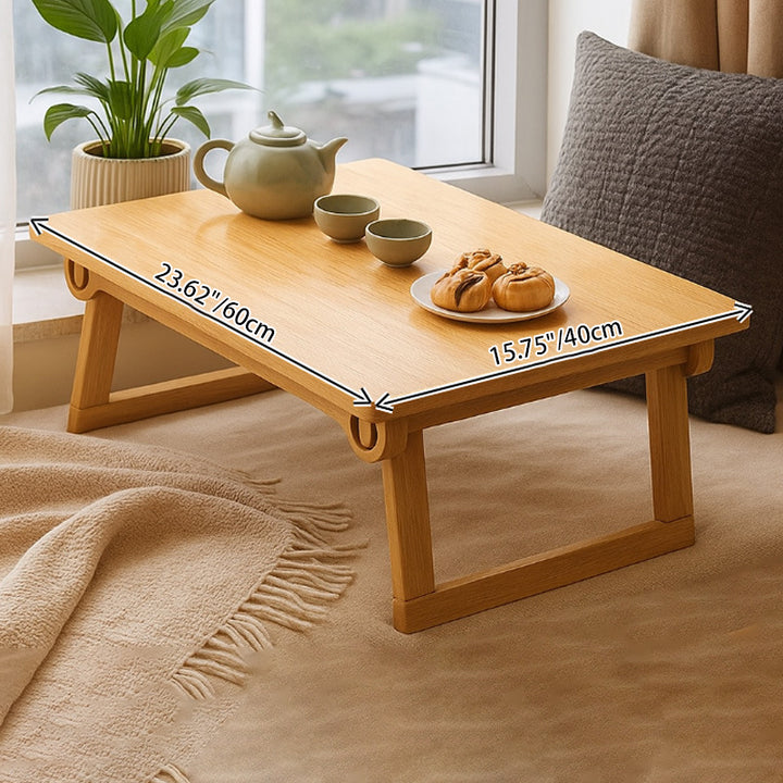 Traditioneller japanischer Kiefernholz-Kautschukholz faltbarer rechteckiger Couchtisch 1 Ebene für Wohnzimmer 